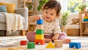 Toddler Building a Colorful Block Tower 3